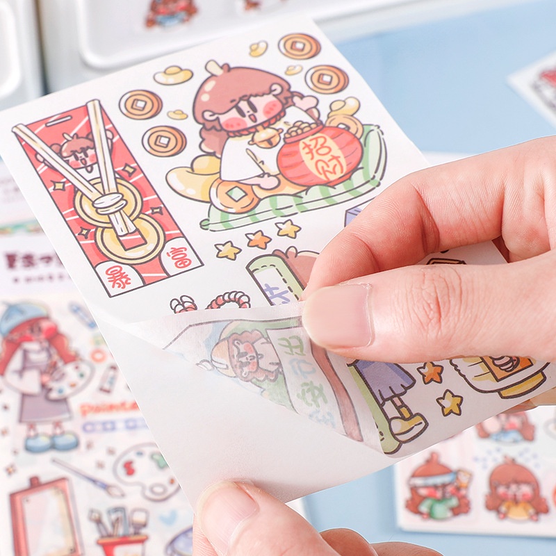 Miếng Dán Trang Trí Sổ Tay Nhật Ký Hình Hoạt Hình Xia Yanzi Dễ Thương