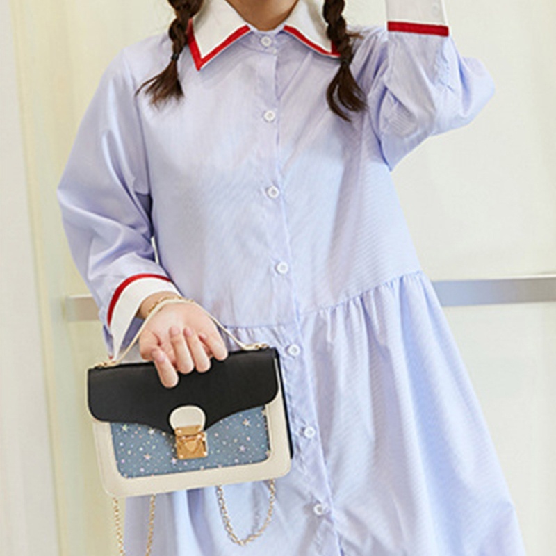 Túi Đeo Chéo Da PU Đính Sequin Hình Ngôi Sao Lấp Lánh Dành Cho Nữ