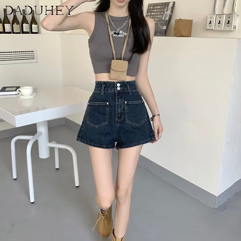 Quần short DADUHEY lưng cao vài denim thời trang phong cách Hàn Quốc