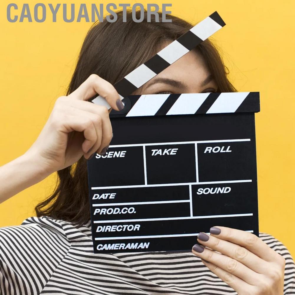 Caoyuanstore Movie Clapper Board  Film Clap Wooden Black 20 X 20cm Durable for Director Decoration