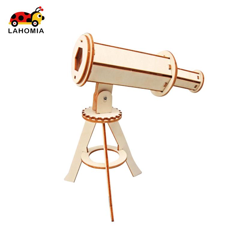 LAHOMIA Mô hình kính thiên văn DIY bằng gỗ 3D với giá đỡ ba chân đồ chơi giáo dục khoa học