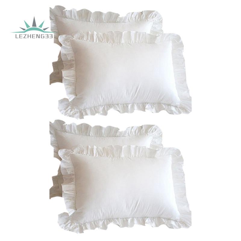 Bộ 4 Vỏ Gối Màu Trắng Phong Cách Châu Âu Sang Trọng 48X74cm