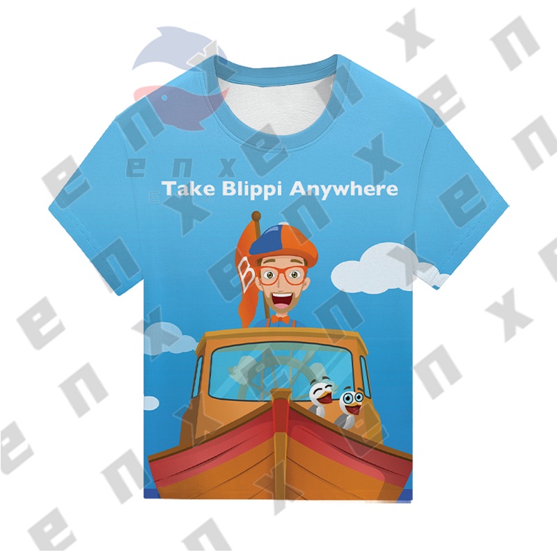 Áo Sơ Mi Ngắn Tay Hóa Trang Nhân Vật Blippi Đáng Yêu Cho Bé