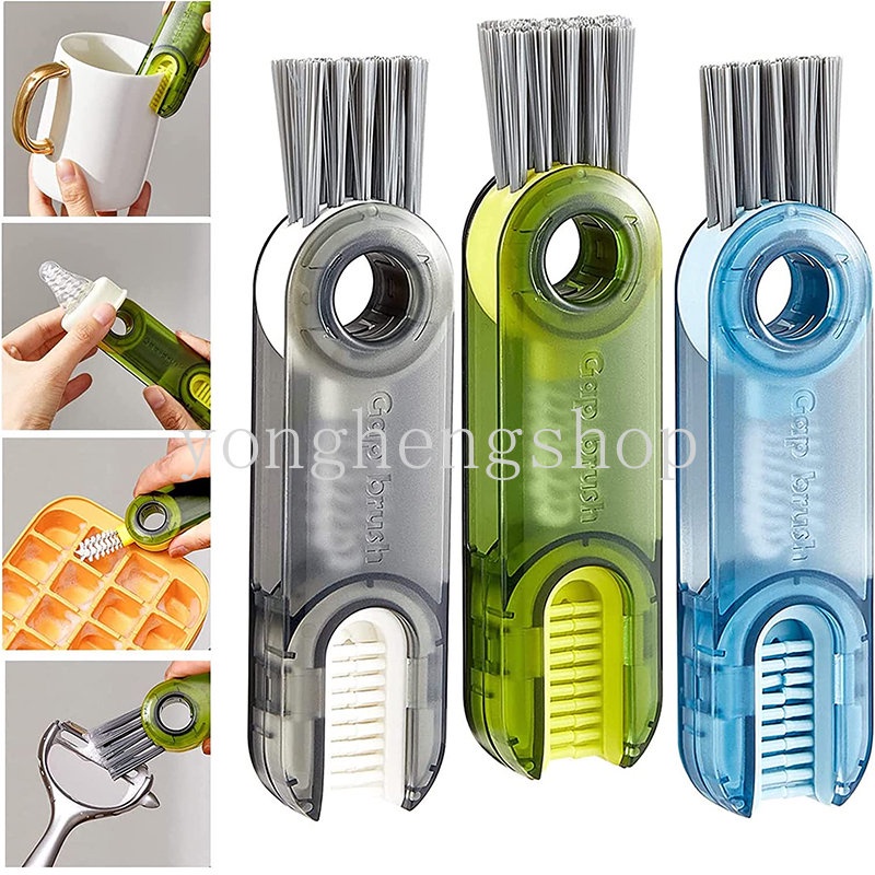 3 trong 1 bàn chải làm sạch khoảng cách chai lông mềm linh hoạt hình chữ u rãnh khoảng cách chổi chổi cốc nắp núm vú giả ấm đun nước dụng cụ làm sạch nhà bếp
