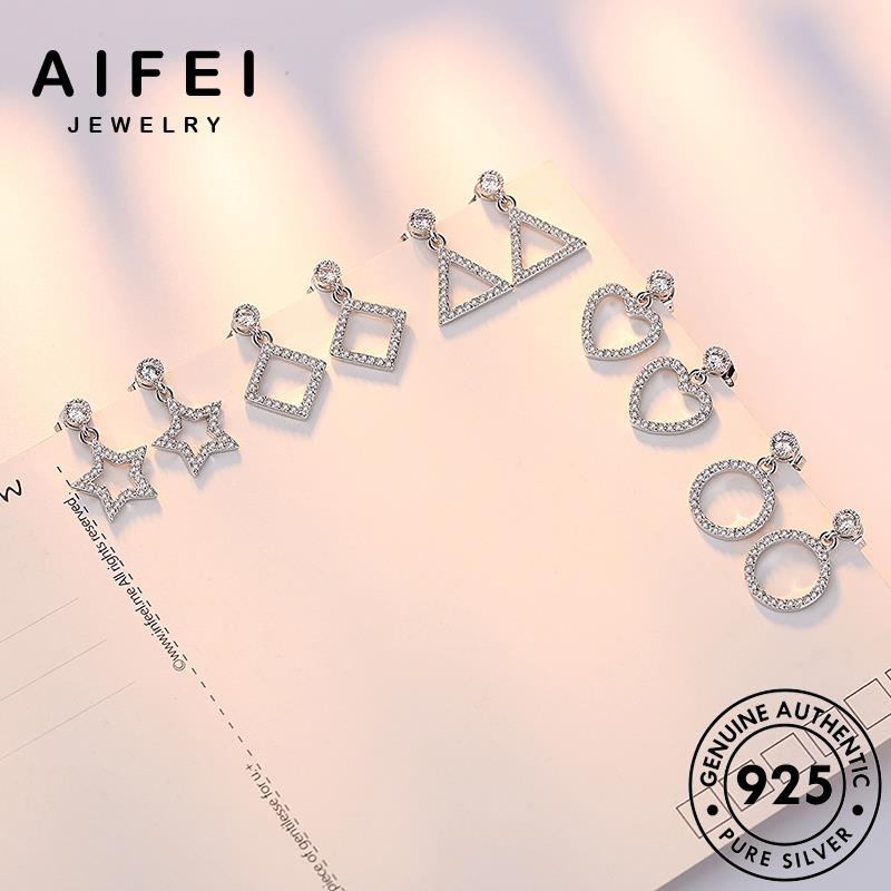 AIFEI JEWELRY ngôi trang nữ tua bản năm quốc vành 925 tròn kiện Thời hàn moissanite bạc sao trang khuyên thật xỏ sức nguyên thời tai kim bông thời cương cánh phụ E260