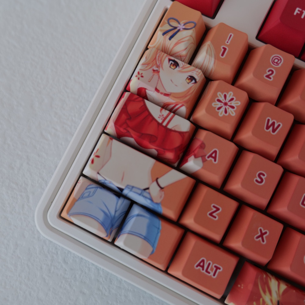 132 Phím Yoimiya Keycaps Cherry Profile Anime Genshin Impact PBT Dye Sub Bàn phím cơ Keycap