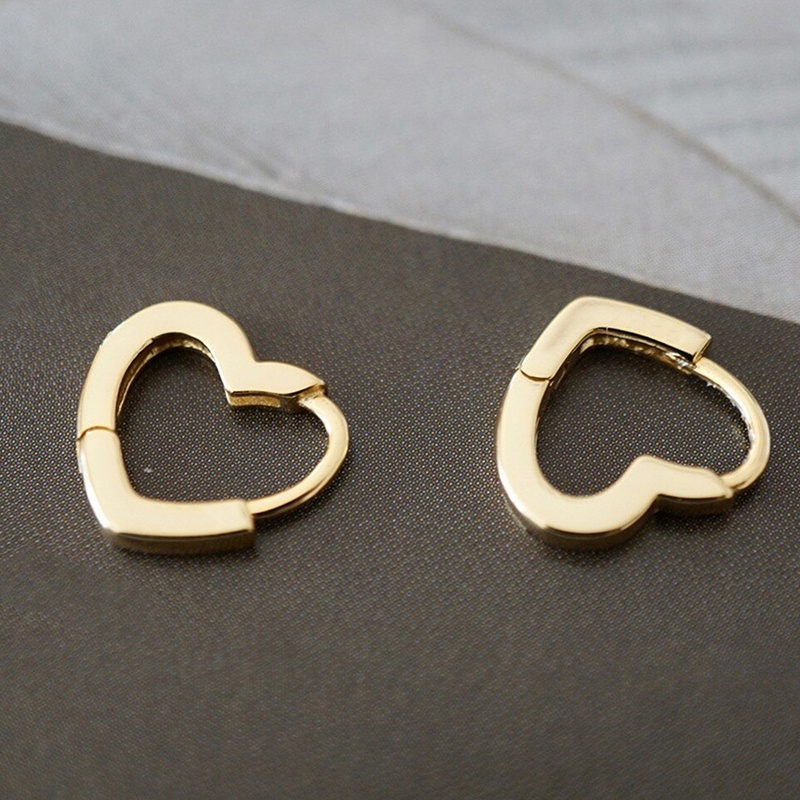 Bông Tai Hình Trái Tim Bằng Kim Loại Màu Vàng / Bạc Phong Cách Tối Giản Thời Trang Cho Nữ