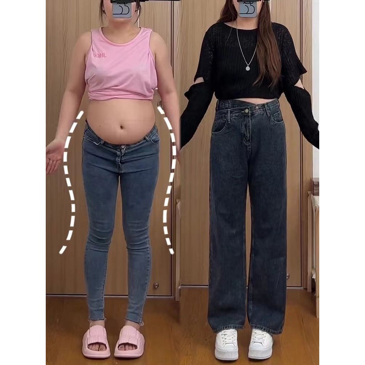 Hàng Có Sẵn Quần jean Lưng Cao Dáng Ôm Vừa Vặn Cổ Điển.Big PP Phù Hợp Với Phụ Nữ Có Size Lớn Mmmer Slimmer Look Quần jean Ống Rộng Dày Bụng