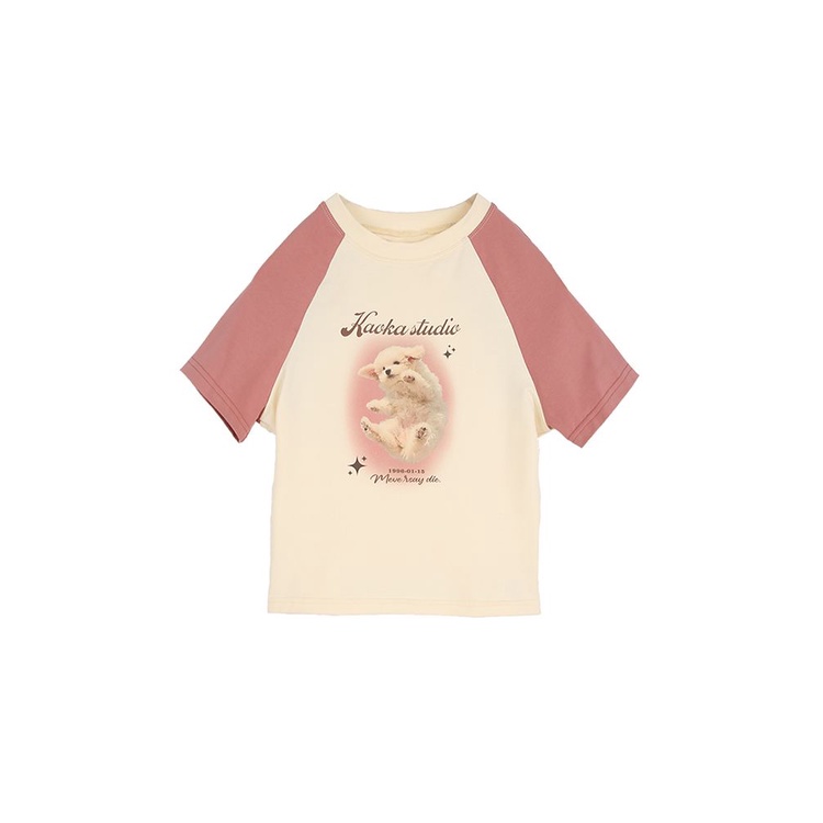 Áo Thun Ngắn Tay Ôm Dáng Phong Cách Retro Mỹ Ngọt Ngào Cho Nữ