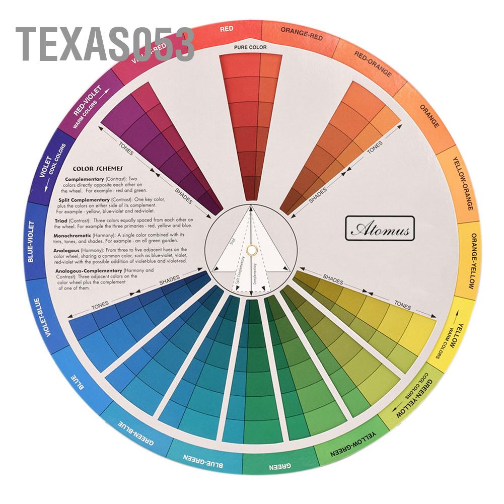 [Hàng HOT] Bảng Hướng Dẫn Pha Màu Cơ Bản - Vòng Tròn Pha Màu ATOMUS cho xăm hình Làm Móng Tay【Texas053】