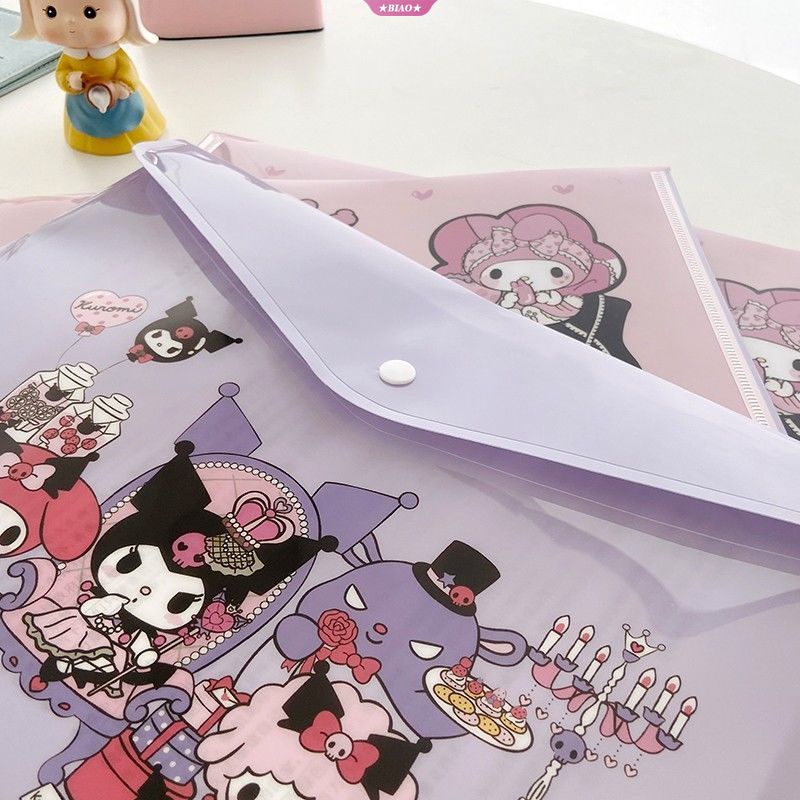 SANRIO Túi Đựng Tài Liệu Khổ A4 Bằng PVC Họa Tiết Hoạt Hình Kuromi Melody Dễ Thương