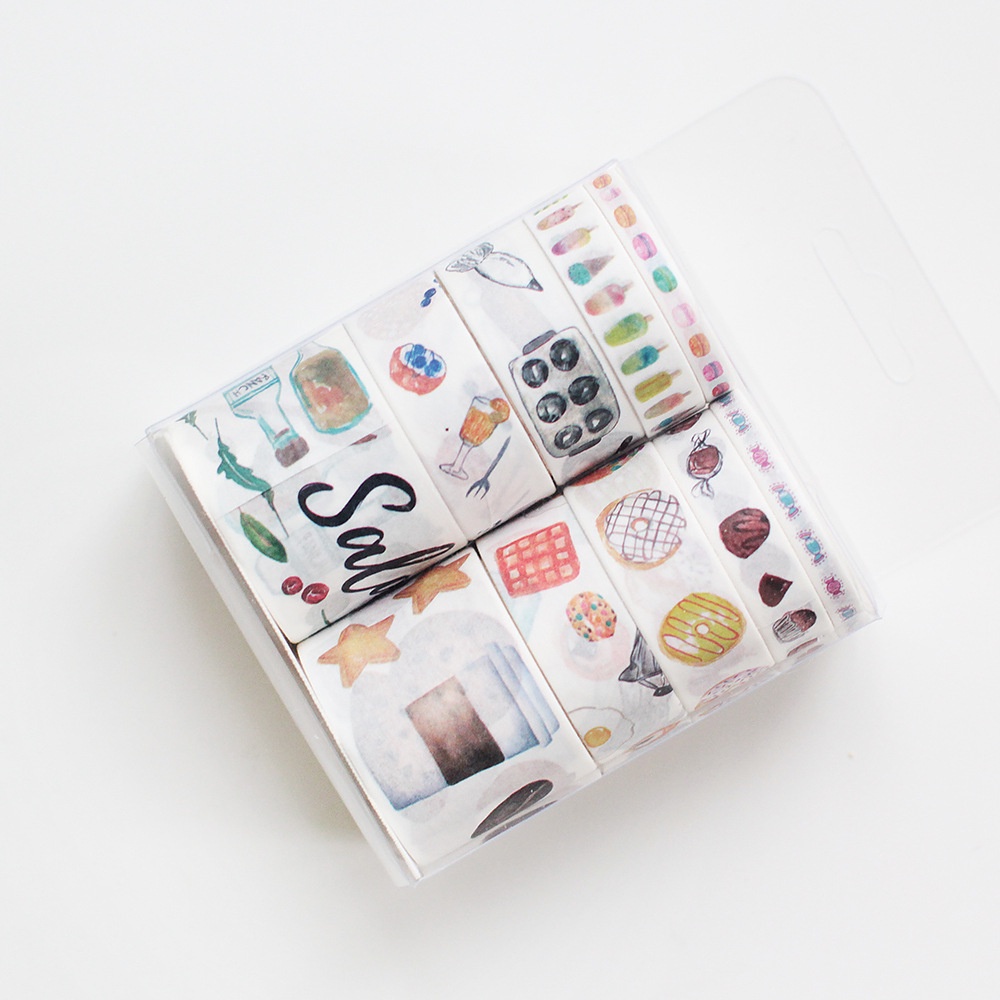 Bộ 10 Cuộn Băng Dính washi Trang Trí