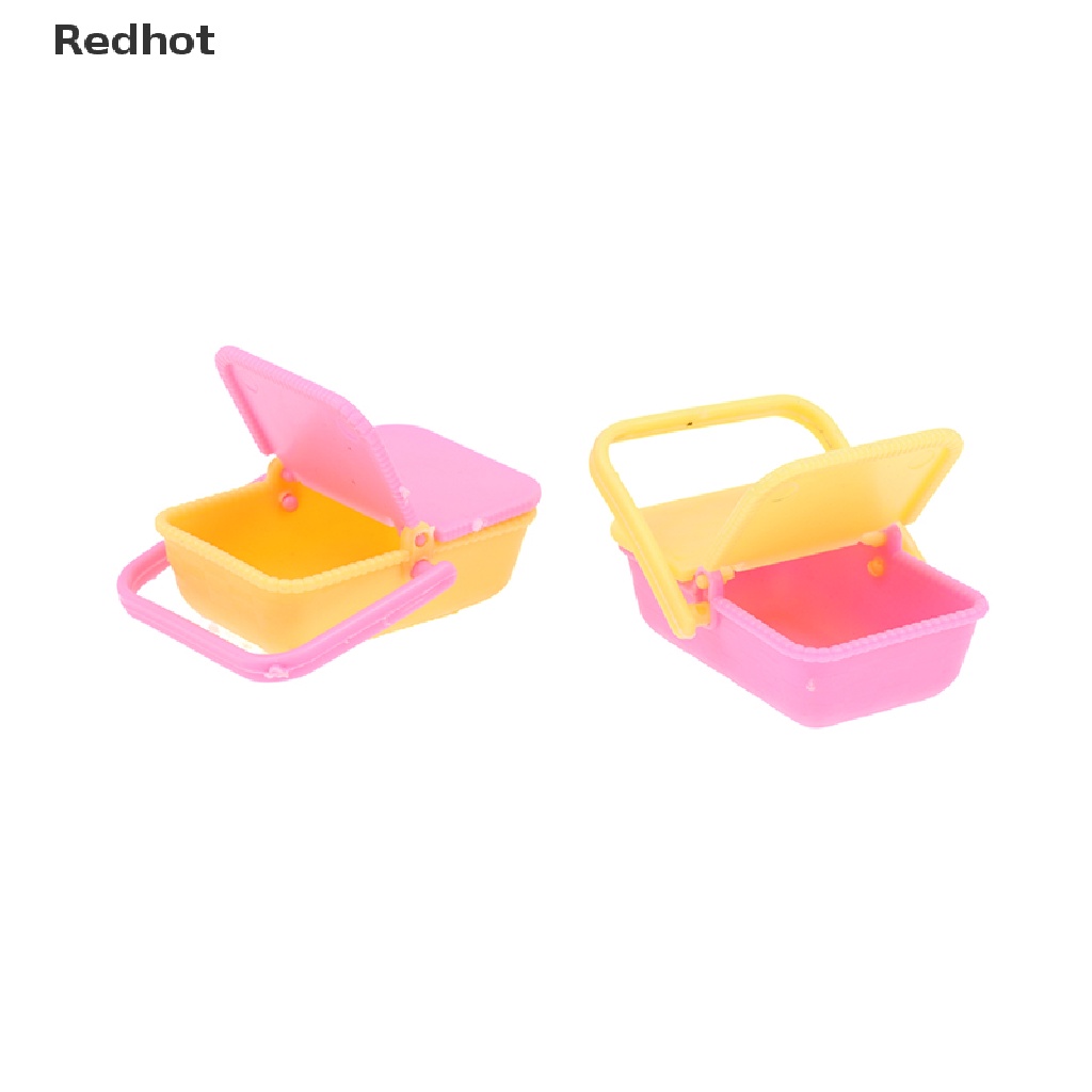Bộ 2 Giỏ Mua Sắm Mini Bằng Nhựa 1: 12 Màu Sắc Ngẫu Nhiên Trang Trí Nhà Búp Bê