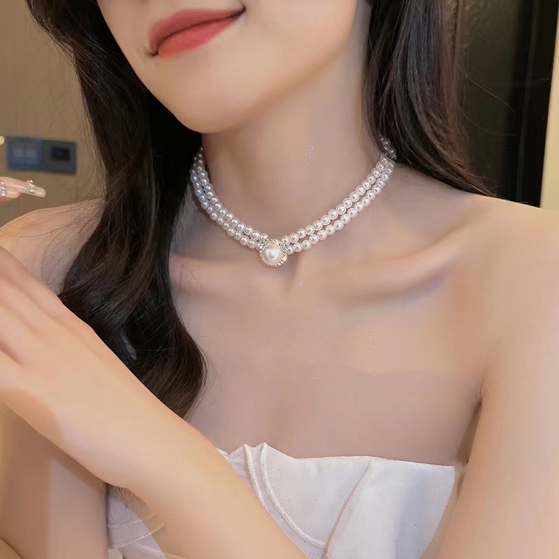 Set Vòng cổ Ba Món Đính Ngọc Trai Phong Cách Pháp Cổ Điển Sang Trọng Cho Nữ 2023