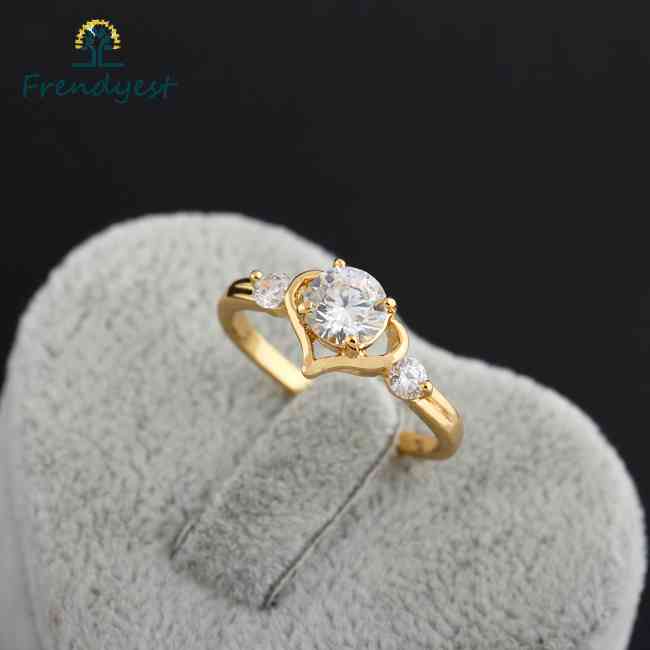 Nhẫn Đồng Mạ Vàng 18K Hình Trái Tim Nhiều Màu Sắc