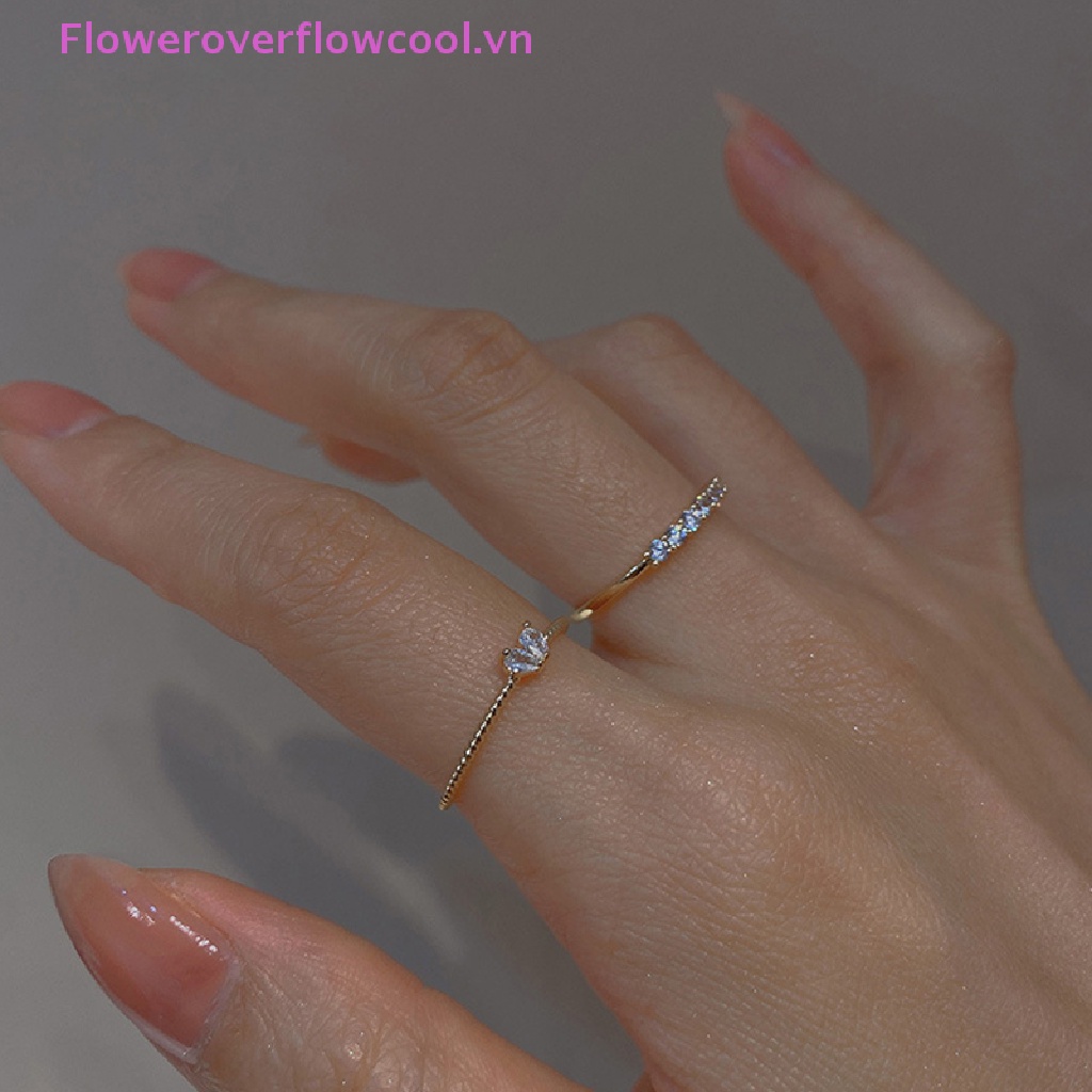 Nhẫn Đính Hôn Nữ Mặt Trái Tim Đính Đá Thời Trang