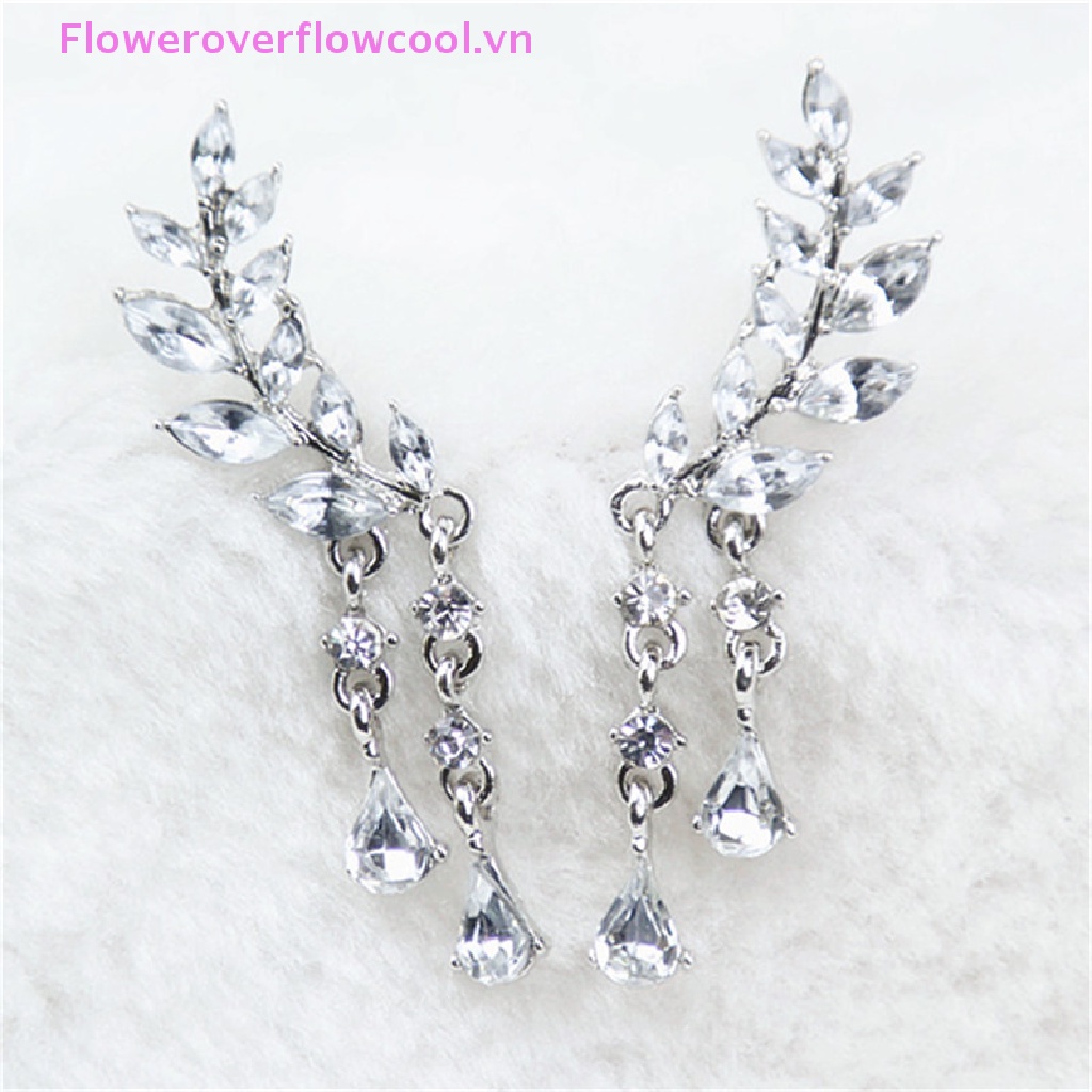 Bông Tai Hình Cánh Thiên Thần / Lông Vũ Đính Ngọc Trai Nhân Tạo Thời Trang Cho Nữ COOLLADY 2021