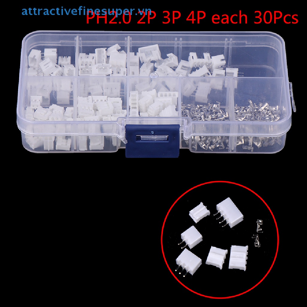 (HOT) Bộ 300 ĐầU KếT NốI Dây PH2.0 2P 3P 4 pin 2.0mm