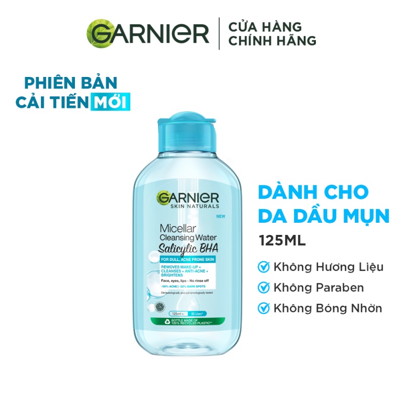 [Quà tặng không bán] Bộ đôi dưỡng chất và nước tẩy trang làm sạch sâu, giảm mụn Garnier