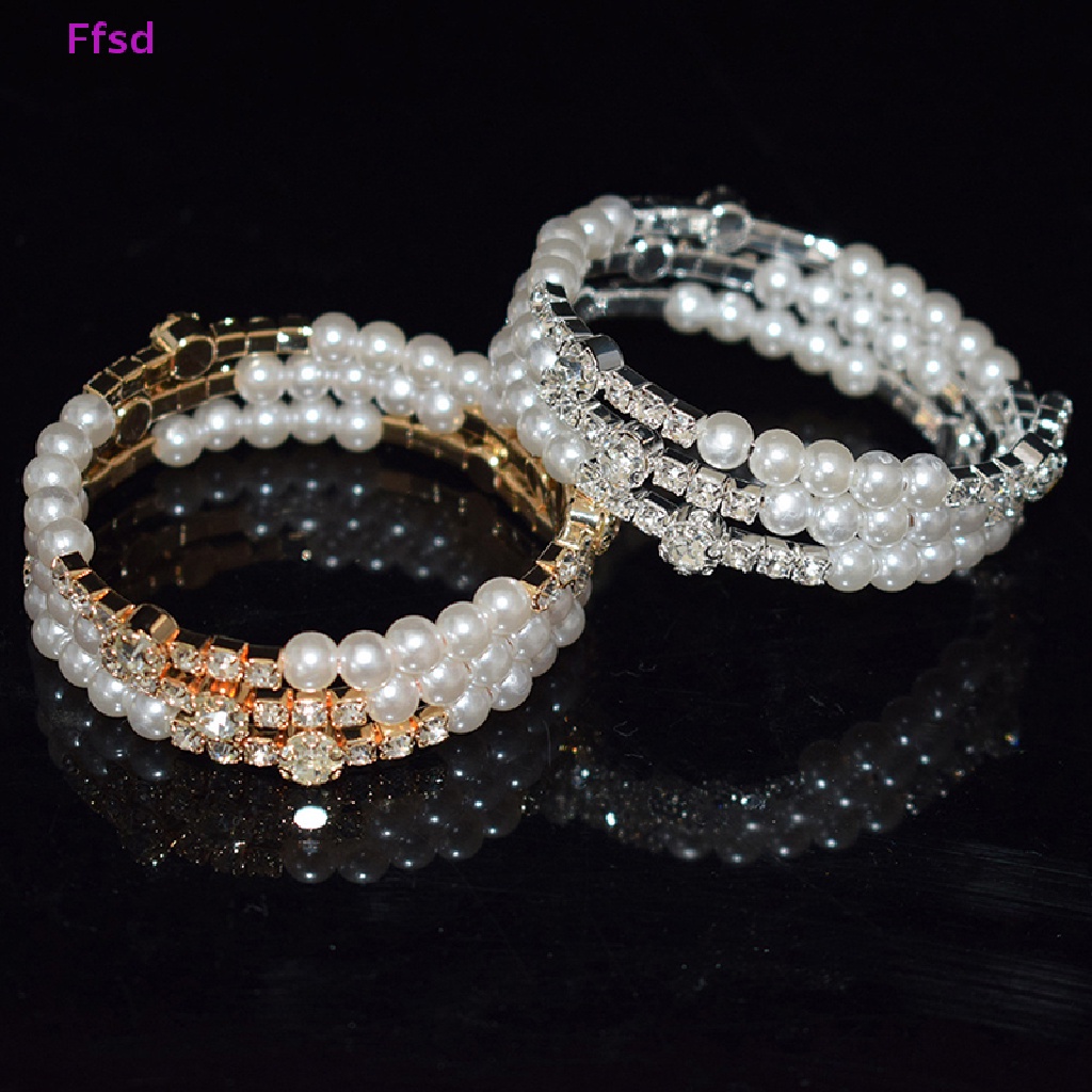 {Ffsd} Vòng Tay Ngọc Trai Nhiều Lớp Thanh Lịch Co Giãn Trang Sức Cô Dâu Làm Quà Tặng Bán Chạy