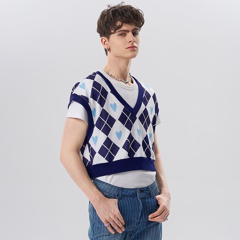 Áo dệt kim INCERUN không tay cổ chữ V dễ thương cho nam | BigBuy360 - bigbuy360.vn