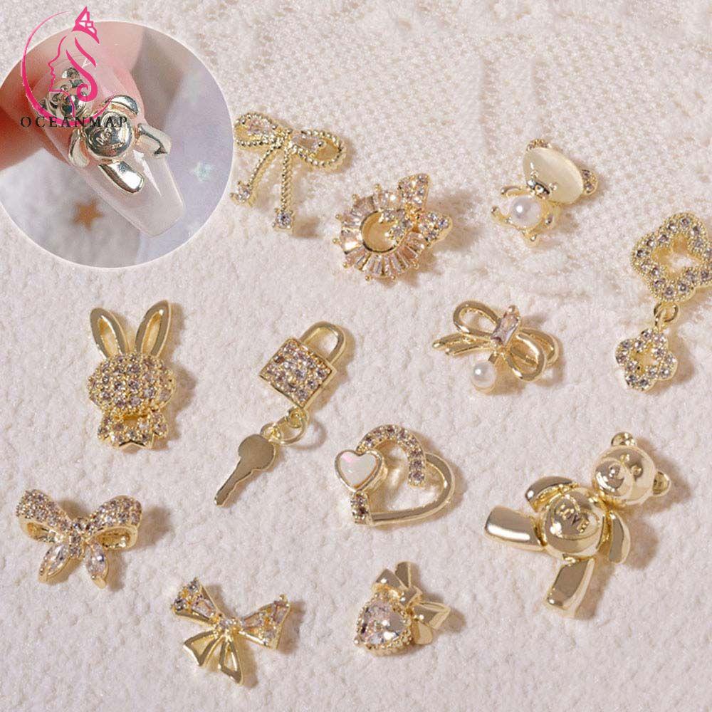 [Hàng mới về] Phụ kiện kiểu gấu thỏ đính đá 3D long lanh sang trọng để trang trí móng tay nghệ thuật thủ công