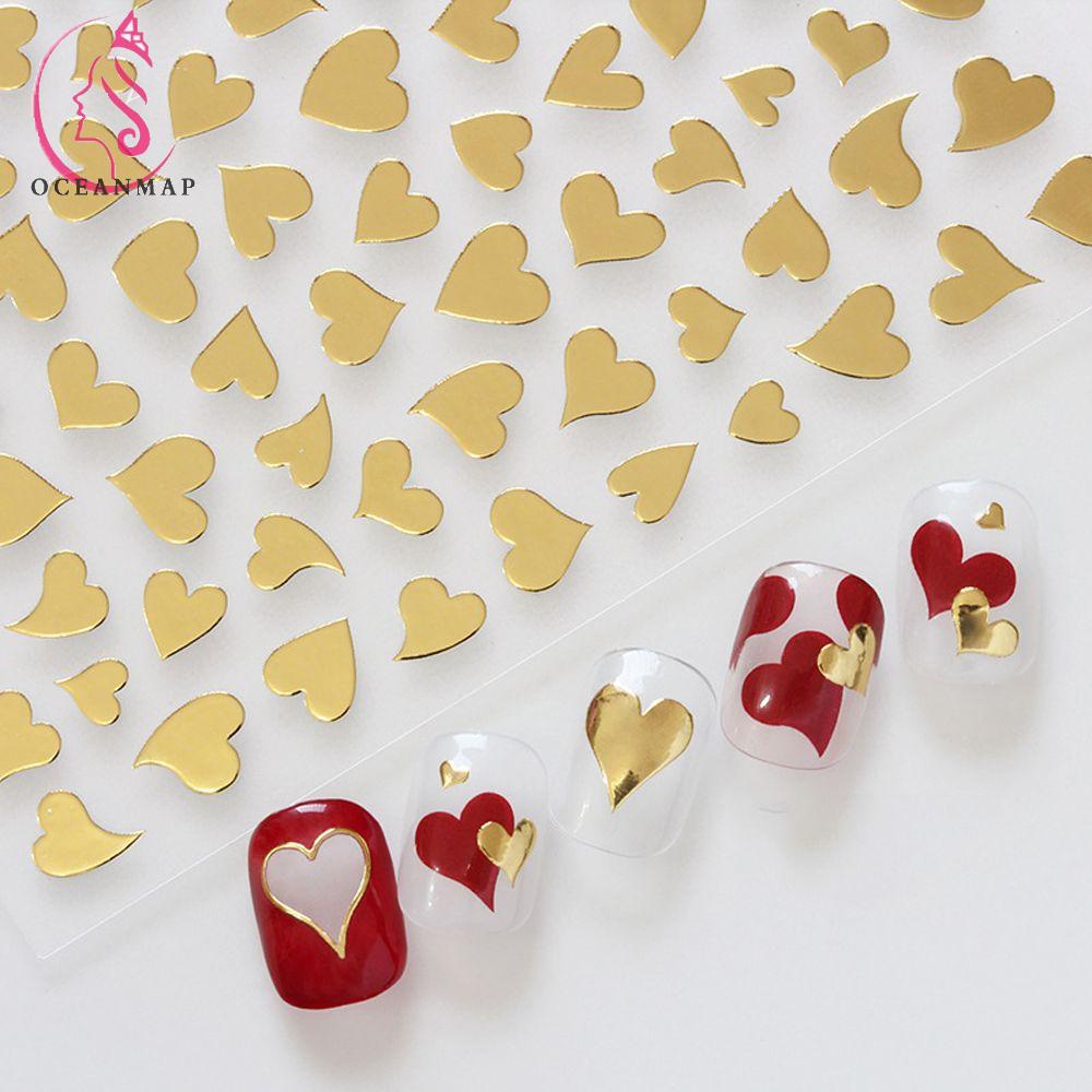 Hình Dán Móng Tay Trái Tim Nhiều Màu Cho Nữ|Trái Tim Màu Đồng Tự Dính Trang Trí Móng Tay DIY