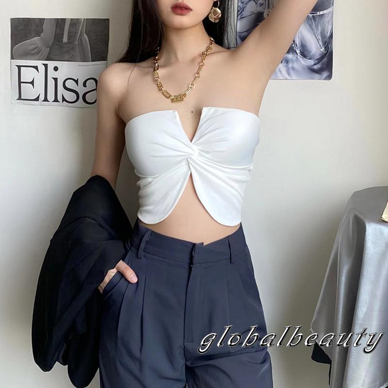 Áo Ống Màu Trơn Cổ Chữ V Hở Lưng Gợi Cảm Cho Nữ