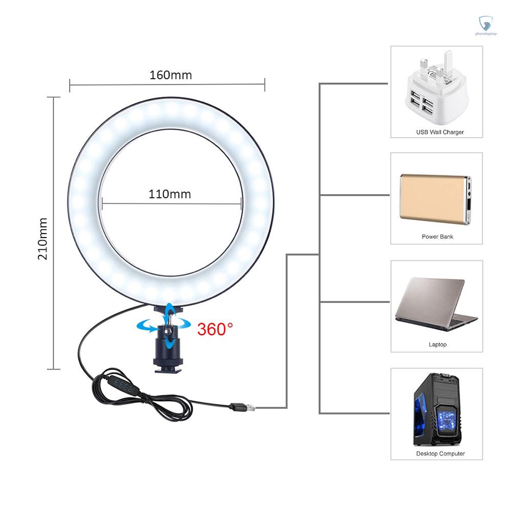 Puluz Vòng Đèn Led Mini 6.3 Inch 3 Chế Độ Sáng 10 Mức Độ Sáng Kèm Giá Đỡ Ba Chân Tiện Dụng