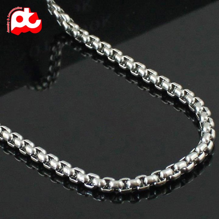 Dây chuyền nam inox cao cấp thời trang kiểu bông dừa khít ahaha.official kích cỡ 4mm màu trắng thép không gỉ PTDCNA48