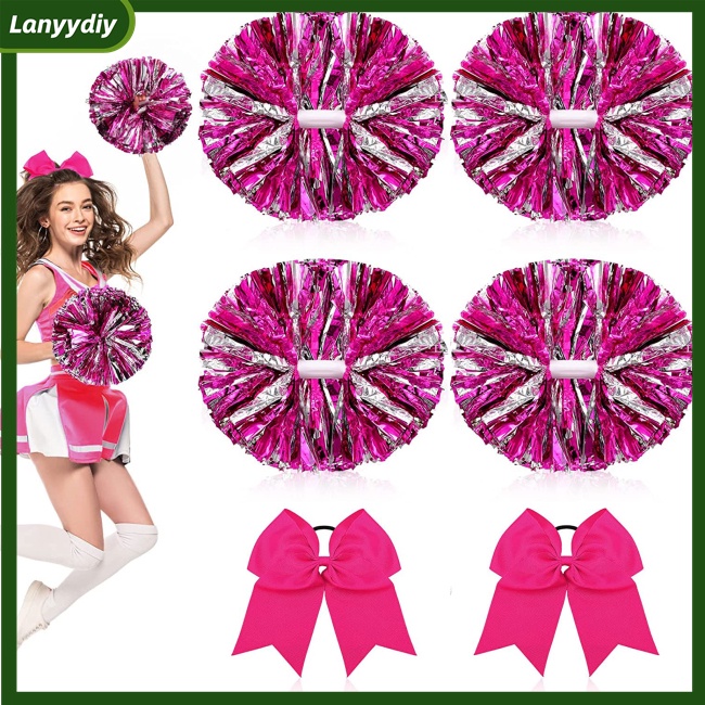 Set 6 Quả Cầu Lông Xù Lớn Có Tay Cầm Dùng Cho Cổ Vũ Nhảy Múa