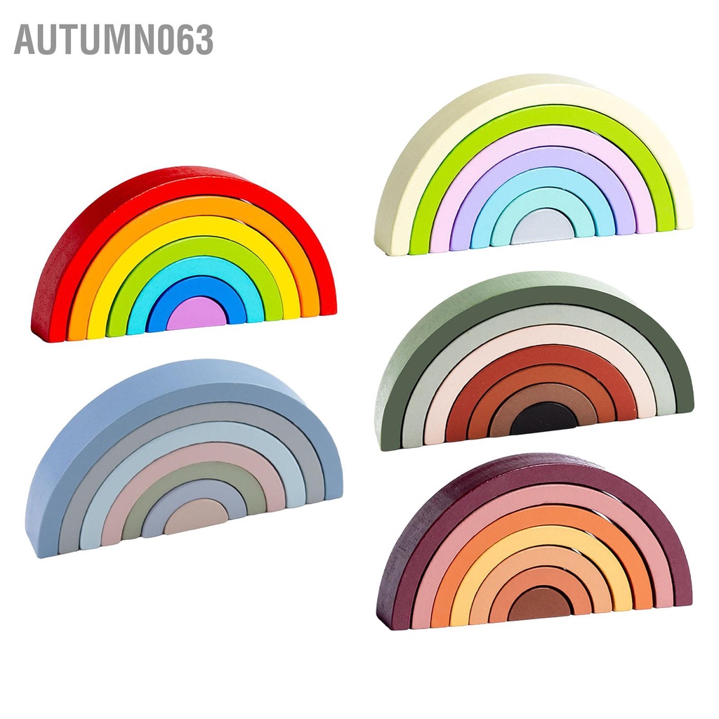 Autumn063 Đồ Chơi Xếp Hình Khối Bằng Gỗ Vòm Lớn Giáo Dục Đầy Màu Sắc Cho Trẻ Mới Biết Đi