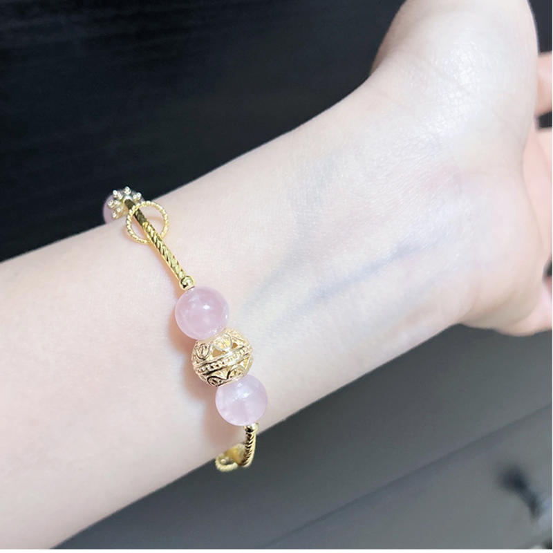 Vòng Đeo Tay Đá Pha Lê Hồng Hoa Đào Thịnh Vượng Dành Cho Bạn Gái