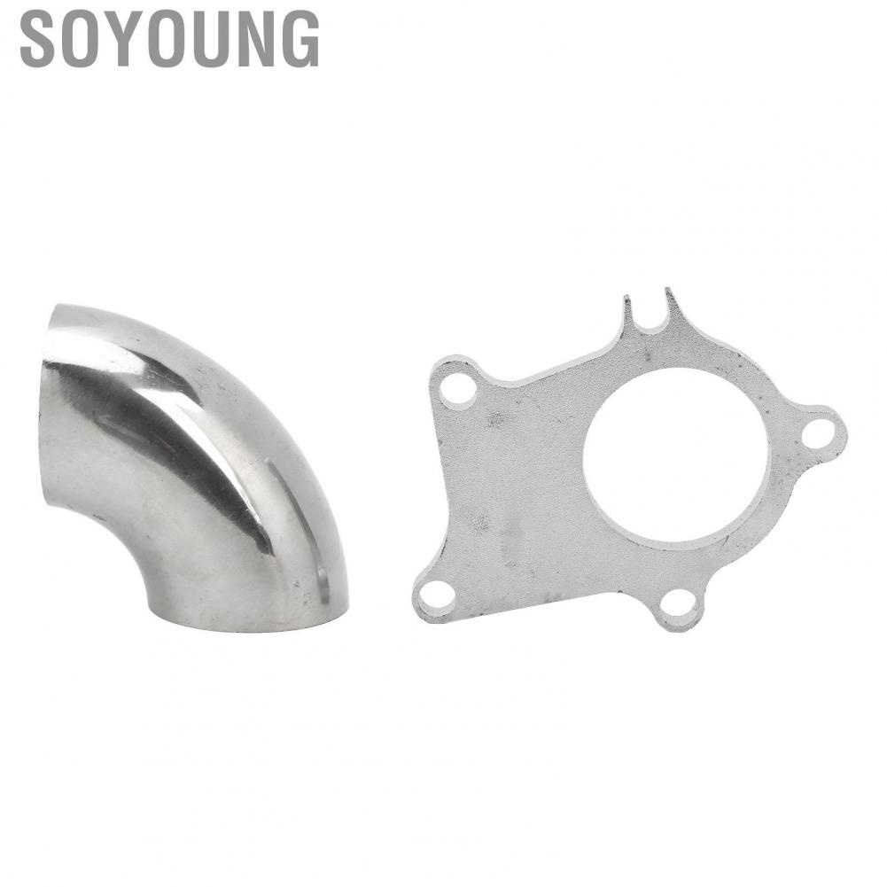 Soyoung Turbo Downpipe Adapter Flange  Impact Resistant Engine Strong Air Intake High Strength Power with 2.5in 90° Elbow for T4