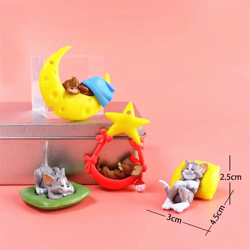 Bộ 5 Mô Hình Nhân Vật Hoạt Hình Tom and Jerry Đang Ngủ Dễ Thương Trang Trí Xe Hơi