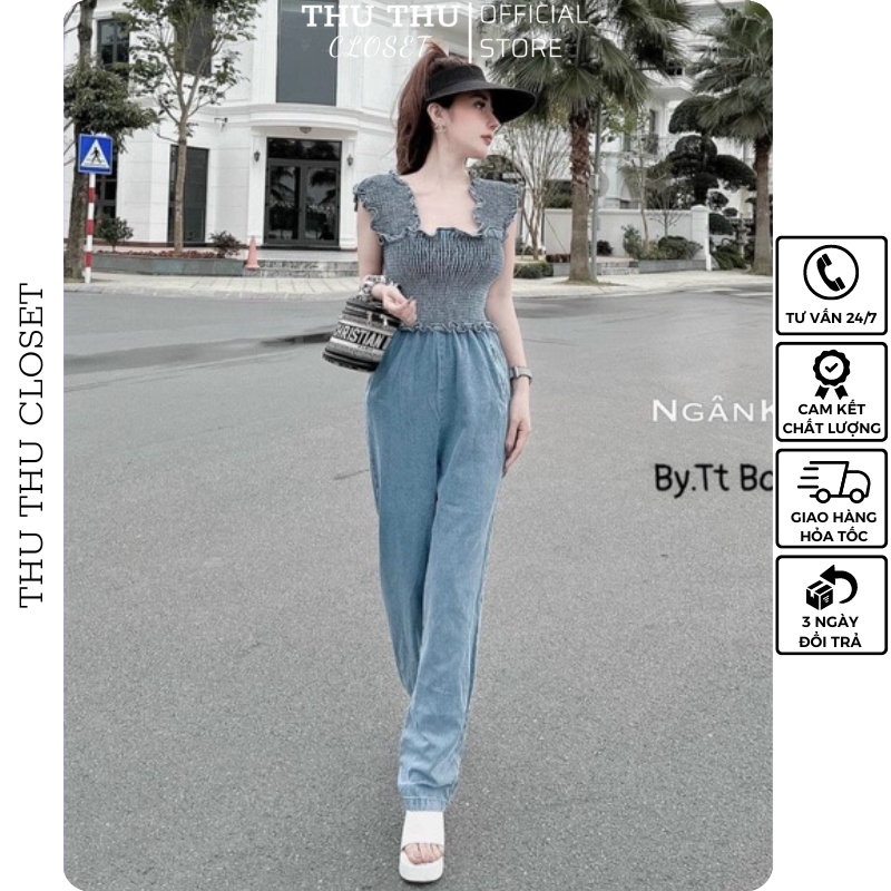 Jumpsuit hai dây chất đẹp dày dặn. Size S M