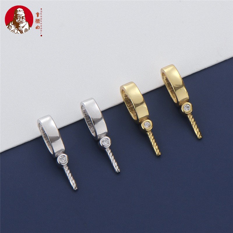 Mặt Dây Chuyền Tròn Mạ Vàng / Bạc 925 Đính Đá Mã Não Có Khóa Cài DIY