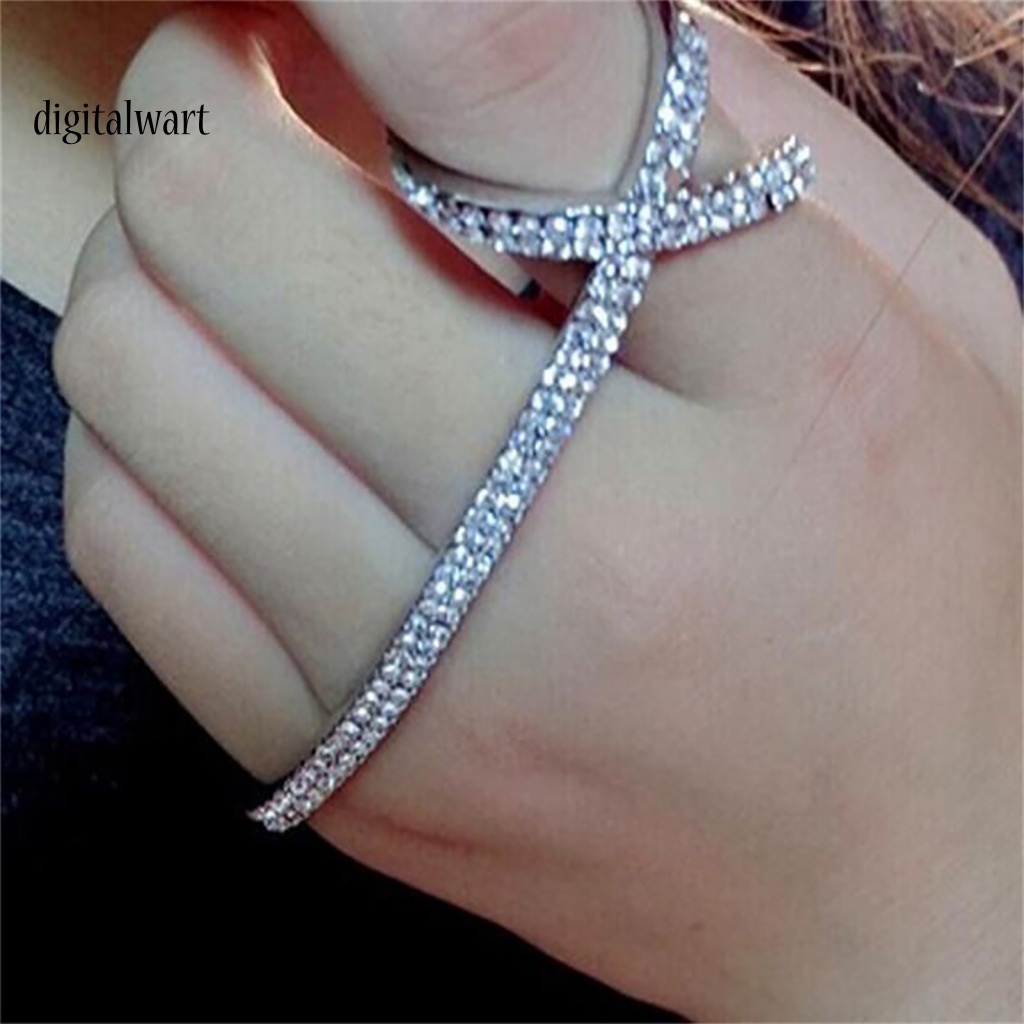 Kỹ Thuật Số| Vòng Đeo Tay Kèm Nhẫn Hình Cây Cọ Đính Đá Lấp Lánh Thời Trang Dự Tiệc