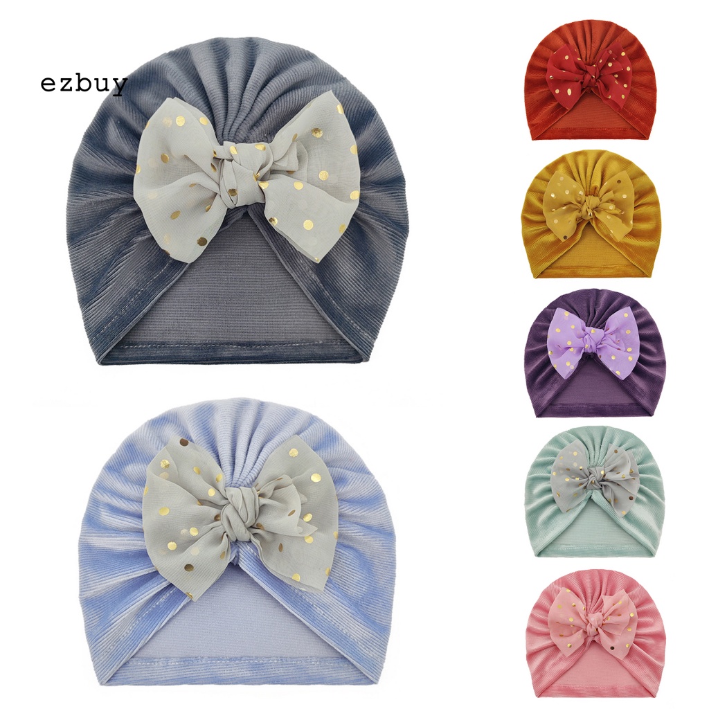 Mũ Trùm Đầu Vải Co Giãn Đính Nơ Xinh Xắn Cho Bé