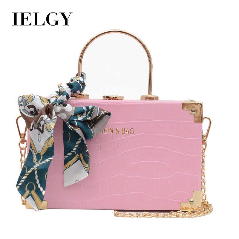 Túi Xách Đeo Vai Hình Vuông Cỡ Nhỏ Bằng Lụa Phối Khăn Quàng Cổ Phong Cách Âu Mỹ Cổ Điển Thời Trang Cho