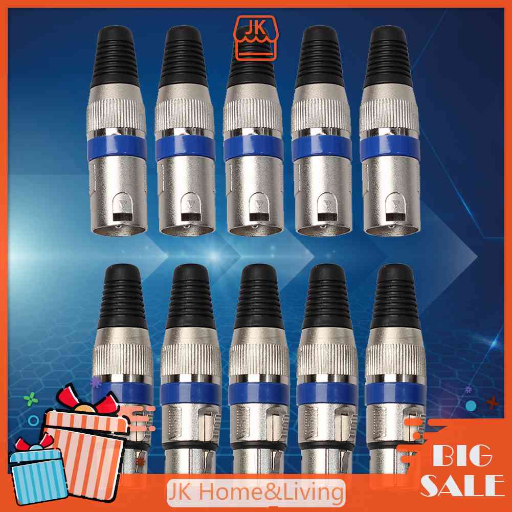 5 Cặp Jack Cắm Âm Thanh XLR 3 Pin Cho Micro
