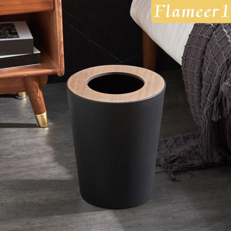 Thùng Đựng Rác Hình Tròn Có Nắp Không Cần Dùng Trong Nhà Vệ Sinh [Flameameer1]