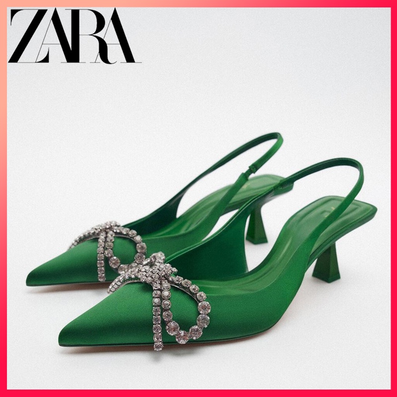 Zara Giày Cao Gót Đính Nơ Xinh Xắn Thời Trang Dành Cho Nữ