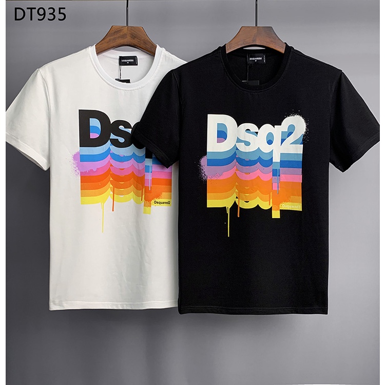 Áo Thun Ngắn Tay In Chữ Dsquared2 DSQ2 Thời Trang Âu Mỹ Cá Tính Cho Nam