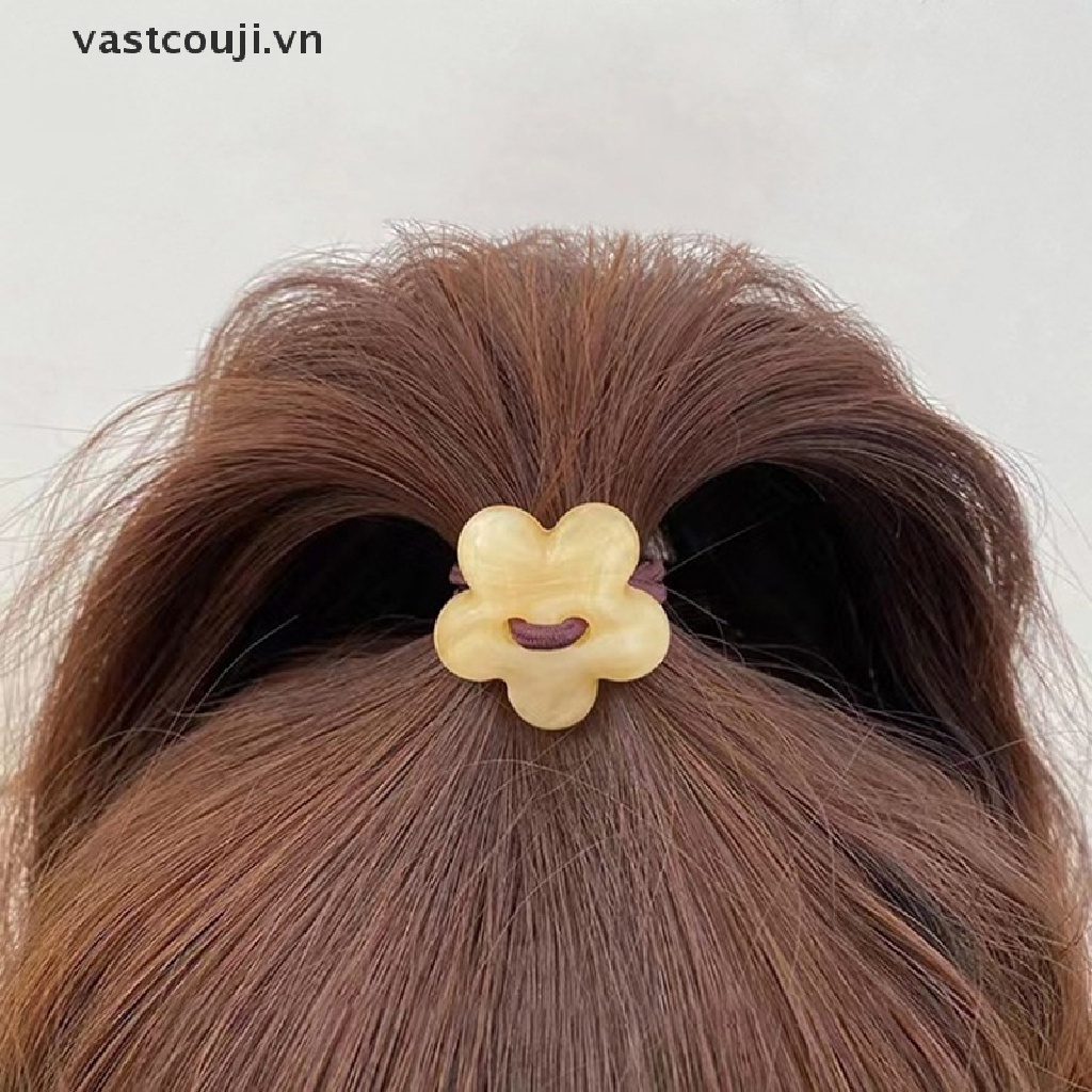 Dây Buộc Tóc Cao Su Co Giãn Đính Hoa Phong Cách Hàn Quốc Cho Nữ