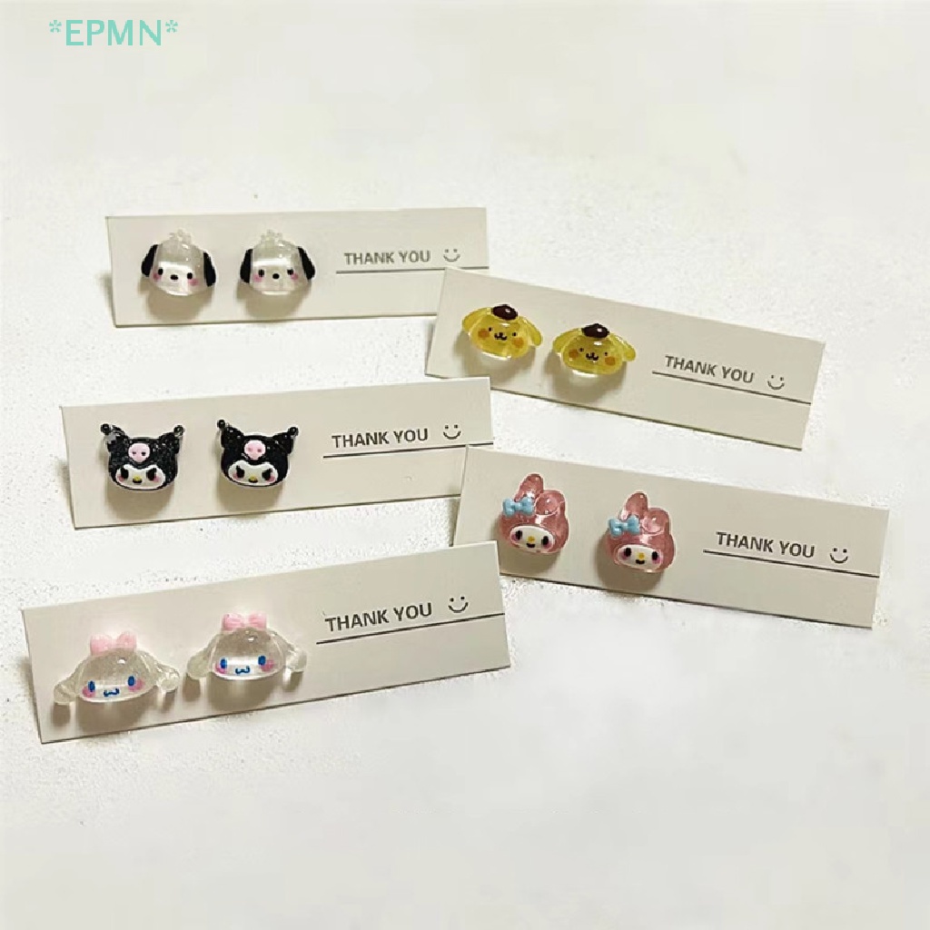 Hwetr Sanrio Bông Tai Mini Bằng Nhựa Mềm Dễ Thương Phong Cách Harajuku Đáng Yêu Cho Nữ Kuromi Cinnamoroll My Melody Pompompurin Mới