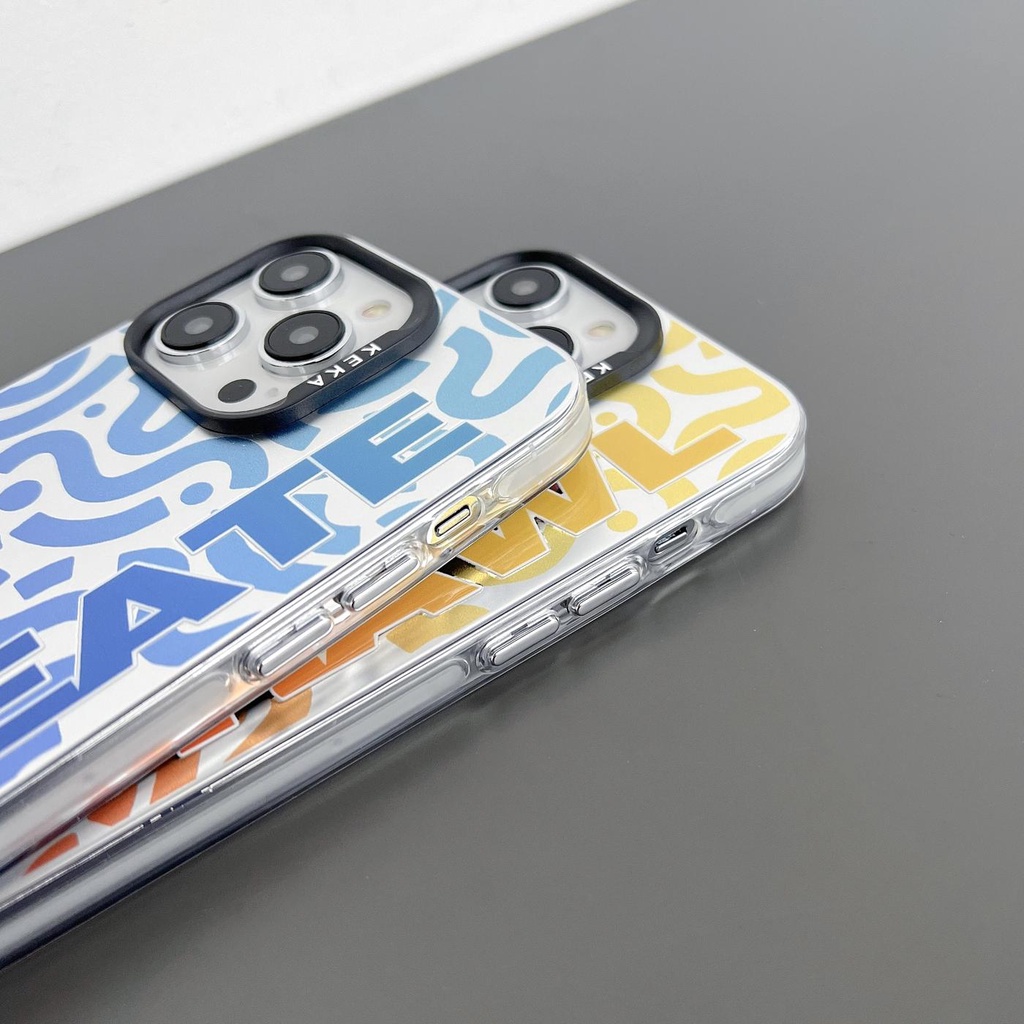 Ốp Điện Thoại Silicon Mềm Trong Suốt In Chữ Hai Mặt Màu Gradient Thời Trang Chống Rơi Cho iPhone 14 13 12 Pro Max