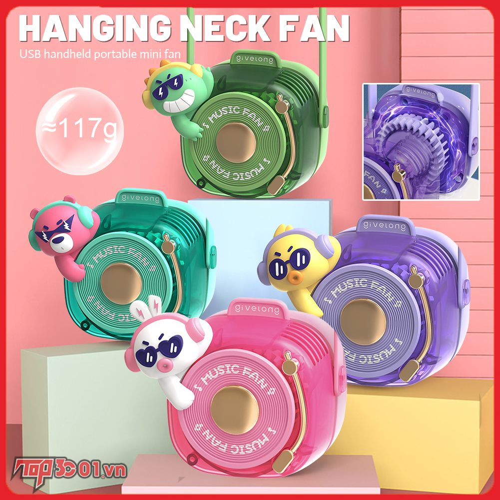 Quạt Đeo Cổ Mini Quạt Để Bàn Quạt Làm Mát Không Khí Quạt Đeo Cổ Hoạt Hình Dễ Thương/Xách Tay | Top3C01