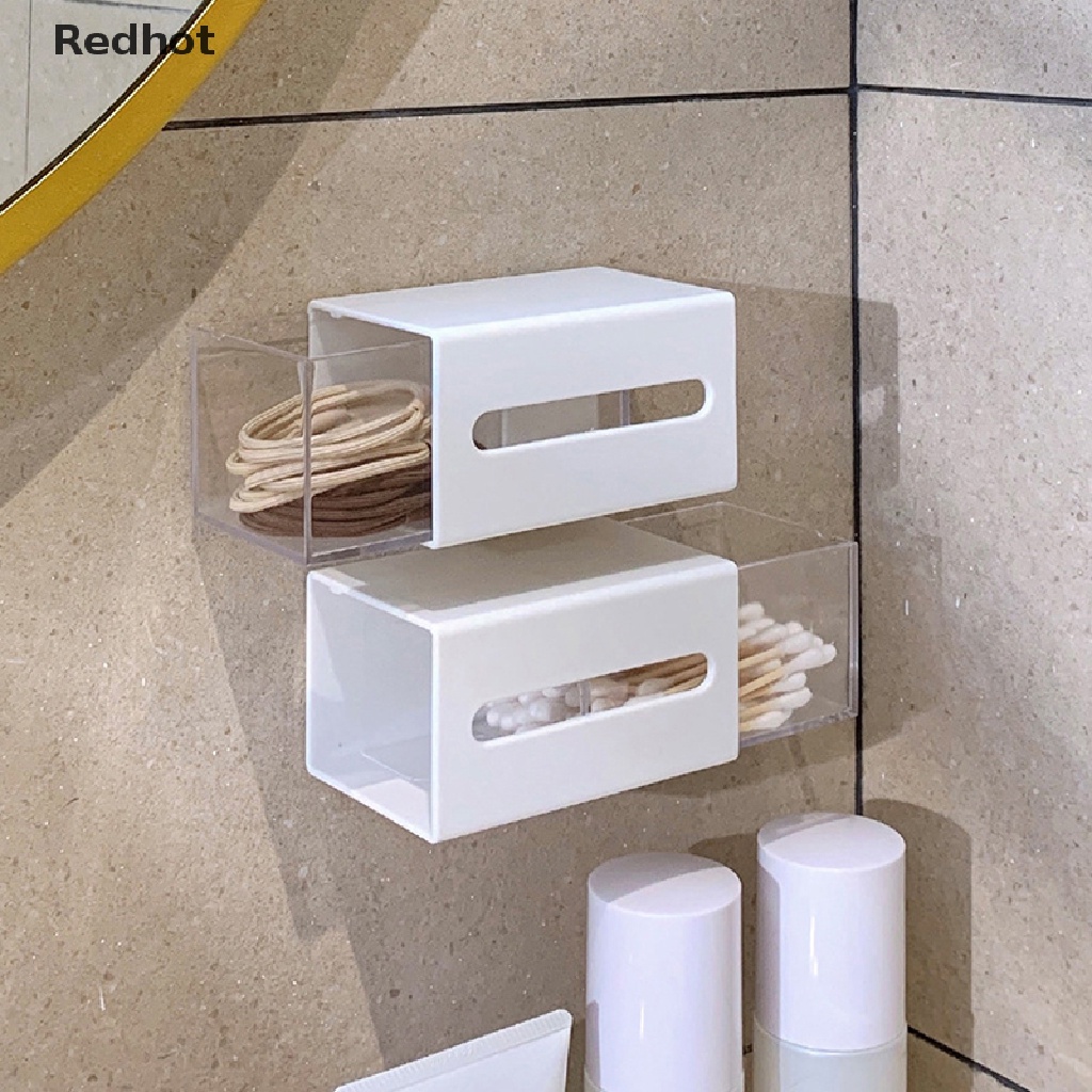 &lt; Redhot &gt; Hộp Đựng Bông Ngoáy Tai Mỹ Phẩm Trang Sức Gắn Tường Nhà Tắm Giảm Giá