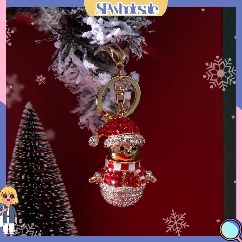 <SPwholesale> Móc Khóa Hình Người Tuyết Hoạt Hình Đính Đá Phối Dây Tua Rua Dễ Thương